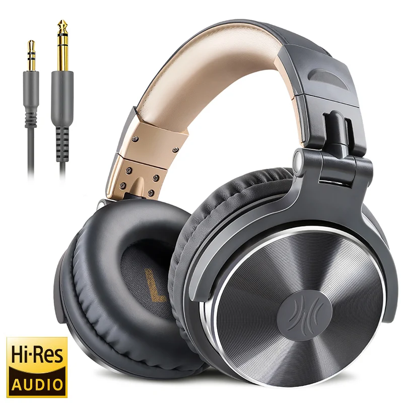 Fones De Ouvido Com Fio Para Dj (cinza Dourado), Com Graves Estéreo, Recursos Para Jogos E Microfone.