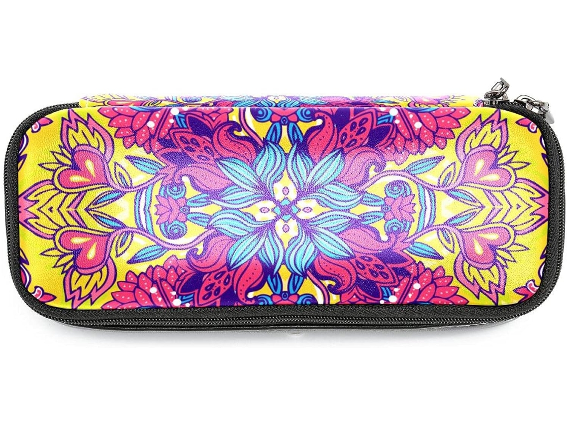 Estojo Hippie Mandala Lápis De Cor Com Design Grande Capacidade, Organizador De Maquiagem, Bolsa Escola