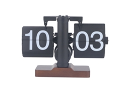 Walshlxq reloj de Flip Digital Mecánico Retro de Madera Flip Down para Dormitorio Oficina Negro 24 Horas