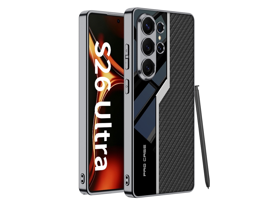 Capa Hexinyigjly Para Samsung S26 Ultra, Estrutura Tpu E Pele Pu, Fina, Antichoque Preto