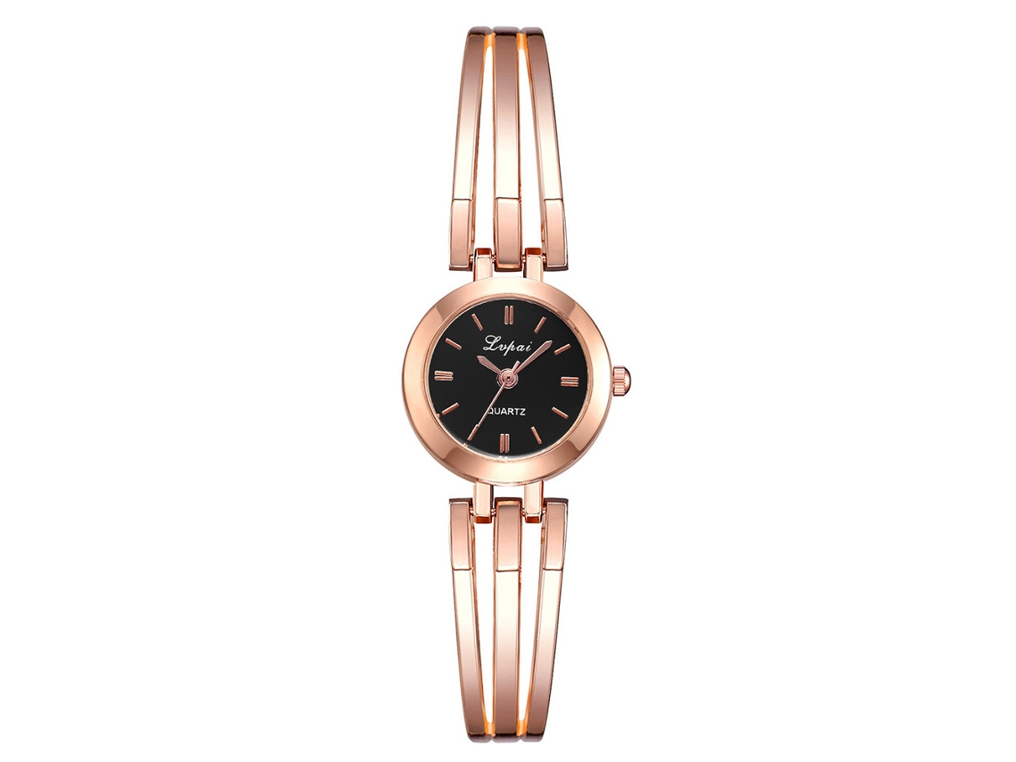 Relógio de Quartzo Feminino Casual Pulseira de Liga Dial Redondo 3 Cores Moda