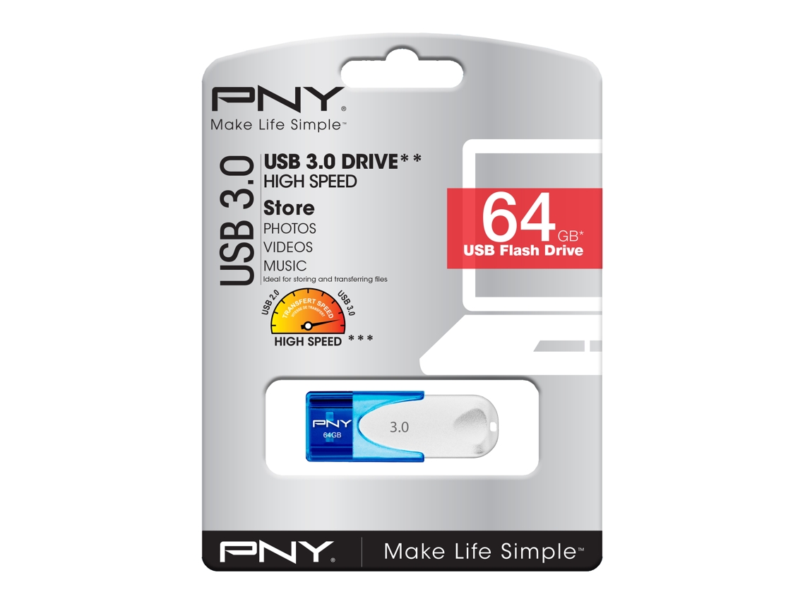 Pen USB PNY 64GB Attaché 4 USB3.0 - Azul