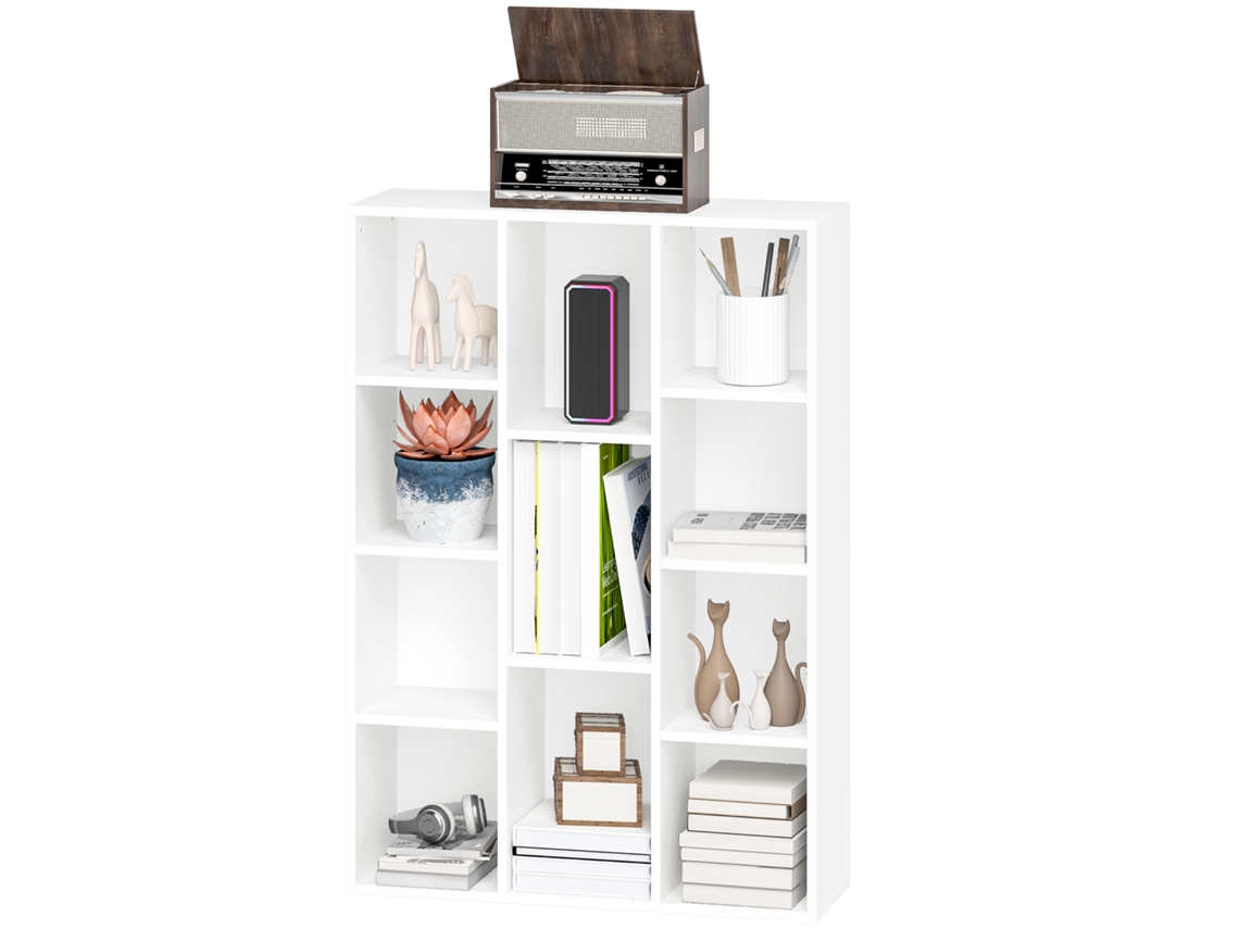 Prateleira 11 Compartimentos vertical/horizontal para livros e decoração 74,3x24x106cm branca | S/MARCA