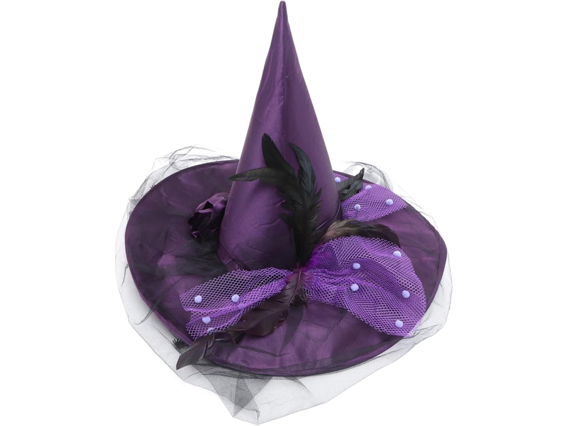 Chapéu De Bruxa De Tecido Roxo - Para Uso Prático E Funcional