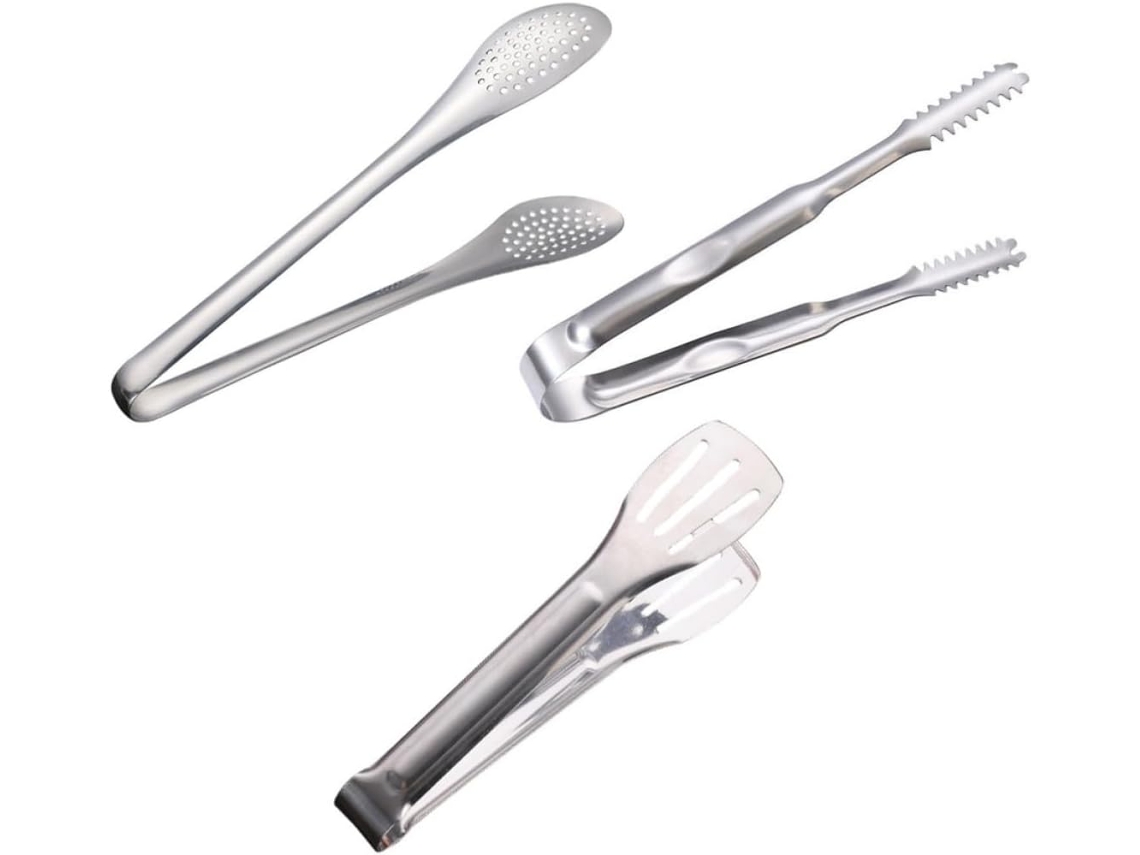 Conjunto Holibanna Com 3 Pinças De Aço Inoxidável Para Churrasco E Buffet, Design Ergonômico E Confortável, Ideal Para