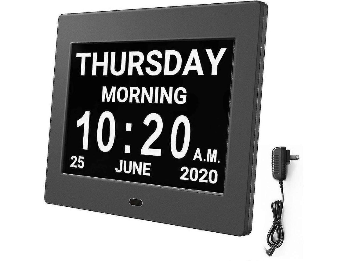 Relógio Do Dia Do Alarme Do Calendário Digital Com Tela Grande De 8'', Am Pm, 5 Alarme, Relógios De Demência Levaram Calendário De Mesa Eletrônico
