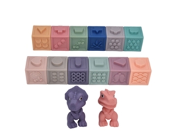 Primerox blocos Macios para Bebê 14 Pçs Brinquedos de Empilhar com Animais e Texturas Relevo 6m+