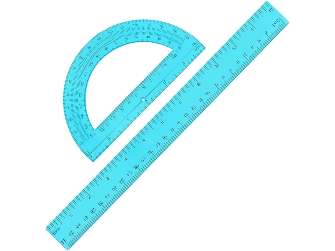 Régua E Transferidor Material Escolar Artigos De Papelaria Aprendizagem Matemática