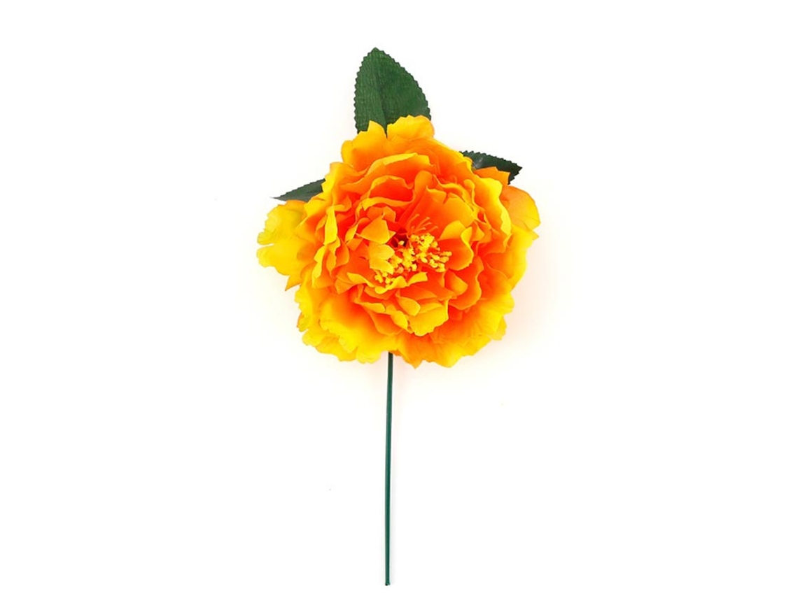Flor com Clipe Laranja e Amarelo de 14 cm