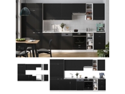 Cozinha Fame-line, 355cm Sem Pt, Preto Listrado/branco, Branco, Vicco