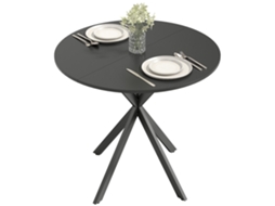 Mesa De Cozinha Redonda, 80 Cm, Tampo Compacto, Aglomerado, Metal, Preta