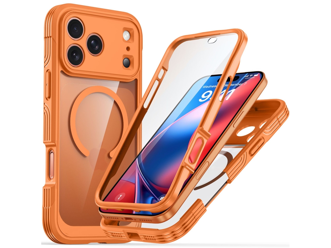 Capa Para Iphone 17 Pro Max Magnética Pc Tpu Película - Laranja - Eifson