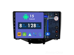 Auto Rádio Carro Bluetooth Autoradio 8GB RAM 128G ROM CarPlay Navegação GPS Ecrã Táctil RoverOne para Peugeot 108 Toyota Aygo B40 2014-2021  