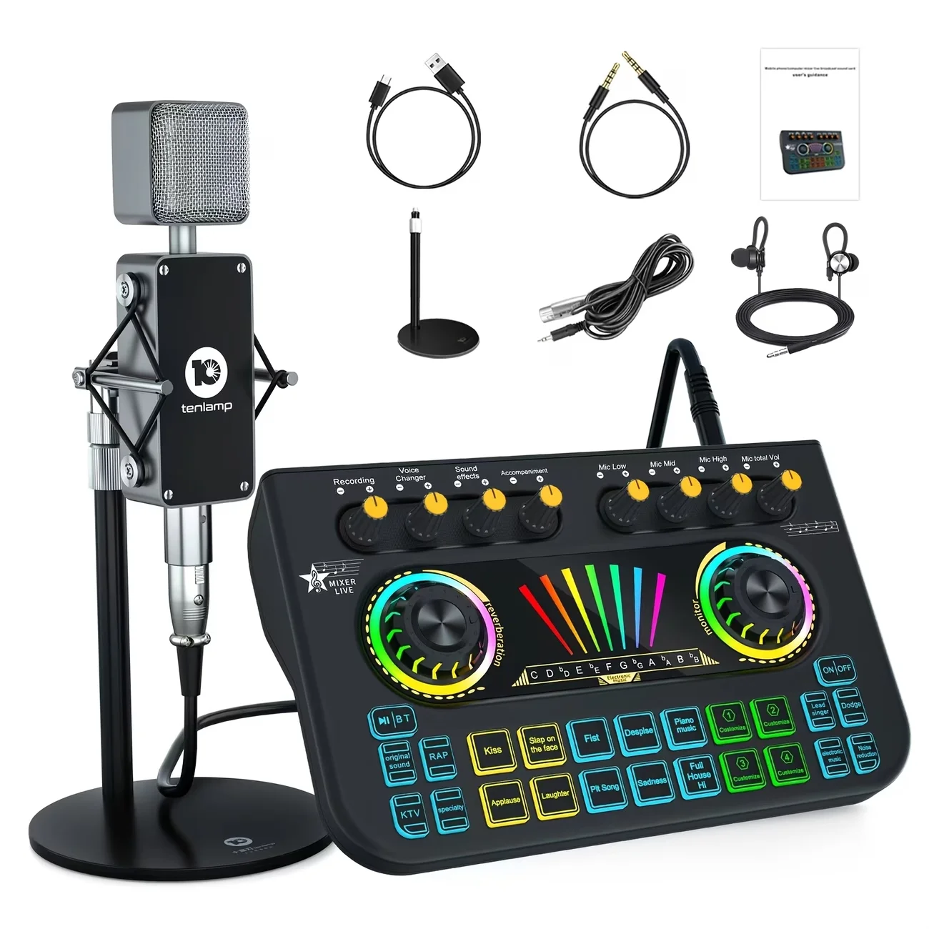 Kit de Mixer para Microfone, Controlador de Mixer, Mixer Eletrônico para Estúdio de Gravação Musical.