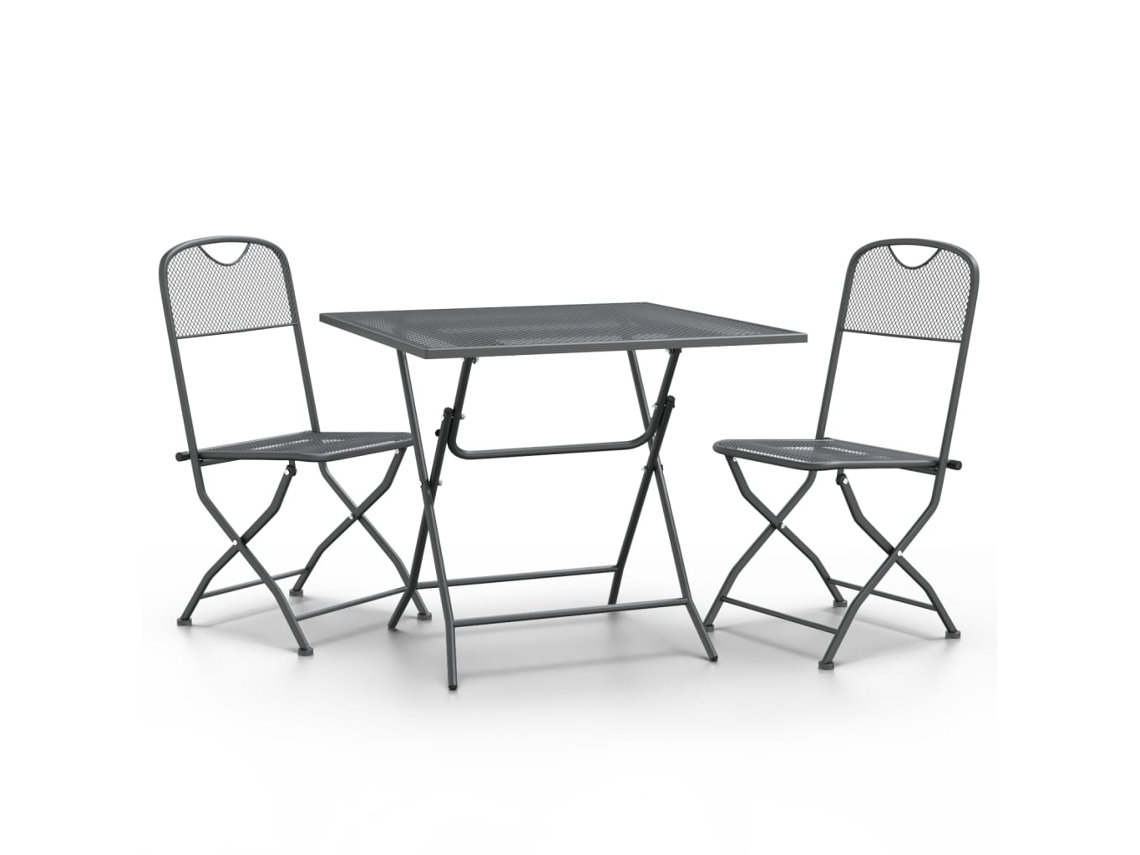 Maison Exclusive - 3 Pcs Conj. De Jantar P/ Jardim Malha Metal Expandido Antracite