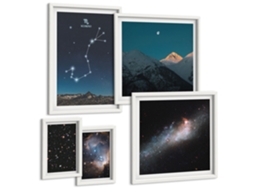 Um Conjunto De Imagens Decorativas Em Uma Moldura Paisagens Espaciais, Escorpião Moldura Branca Pinturas De Quarto Espelharte (conjunto De 5 Imagens)