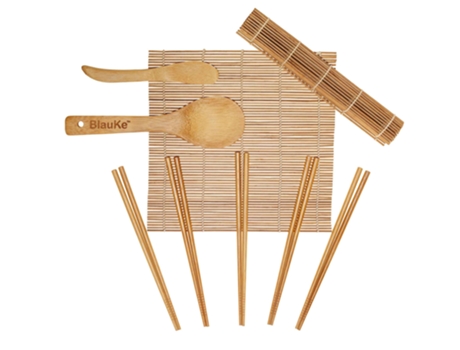 Kit para fazer sushi – 2 esteiras de bambu para enrolar sushi, 5 pares de pauzinhos, pá de arroz, espalhador – Kit para fazer sushi para principiantes