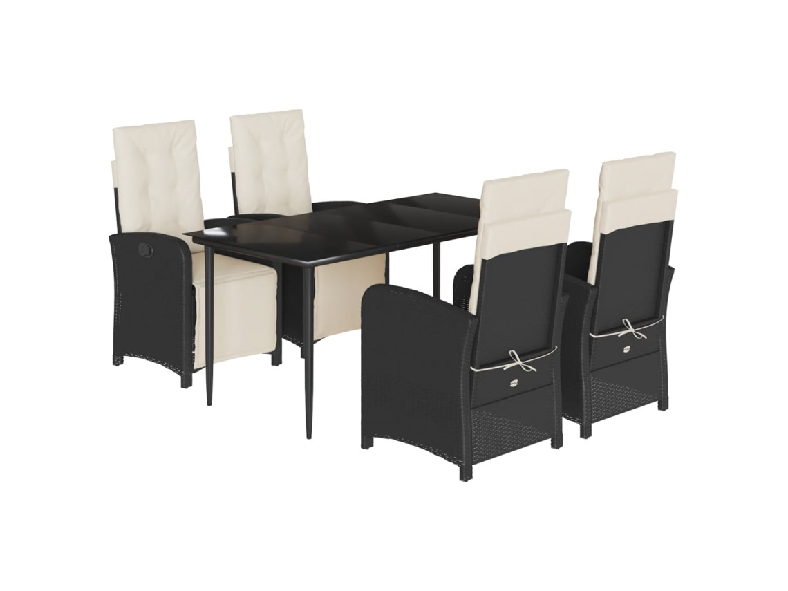 Conjunto de 5 Jantar para Jardim com Almofadões Vime Pe Preto MAISON EXCLUSIVE
