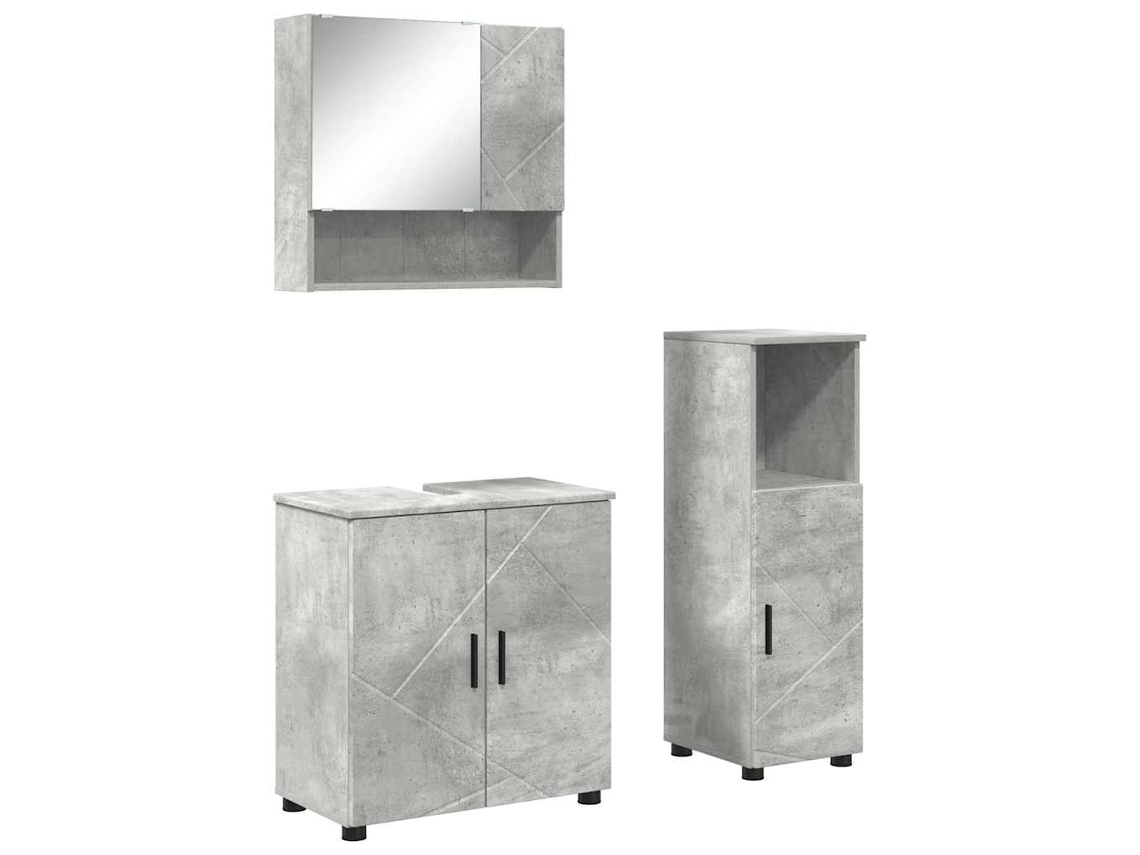 Conjunto De Móveis Para Banheiro 3 Pcs Cinzento Cimento