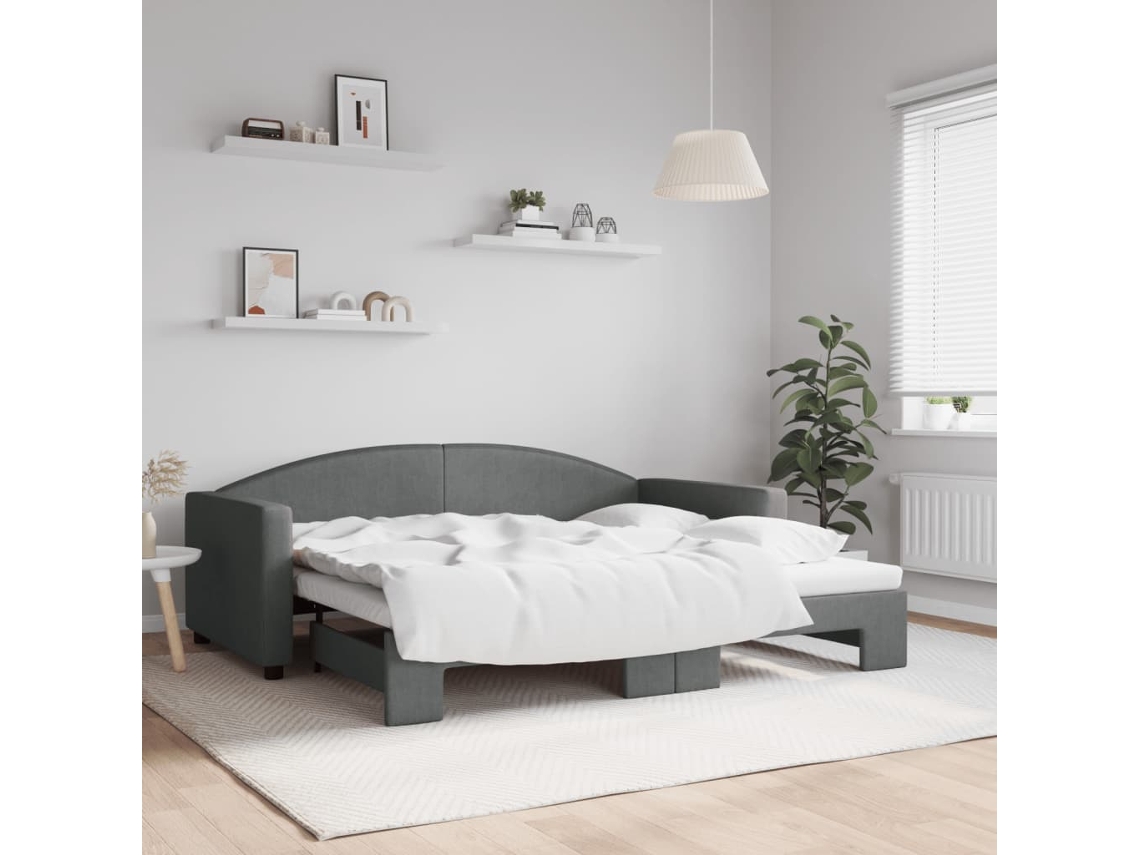 Vidaxl Sofá-cama Com Gavetão 90x190 Cm Tecido Cinzento-escuro