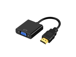 Adaptador Hdmi Vga Conversor Hdmi Para Vga Preto Com Áudio E Alimentação Full Hd 1080p Conectores Banhados A Ouro
