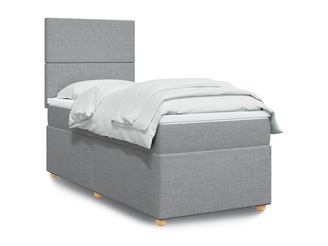 Vidaxl Cama Com Molas/colchão 100x200 Cm Tecido Cinzento-claro