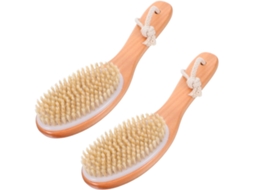 Conjunto De 2 Escovas Esfoliantes Corporais Collbath Com Cabo Ergonômico, Cerdas Naturais Para Escovação A Seco E