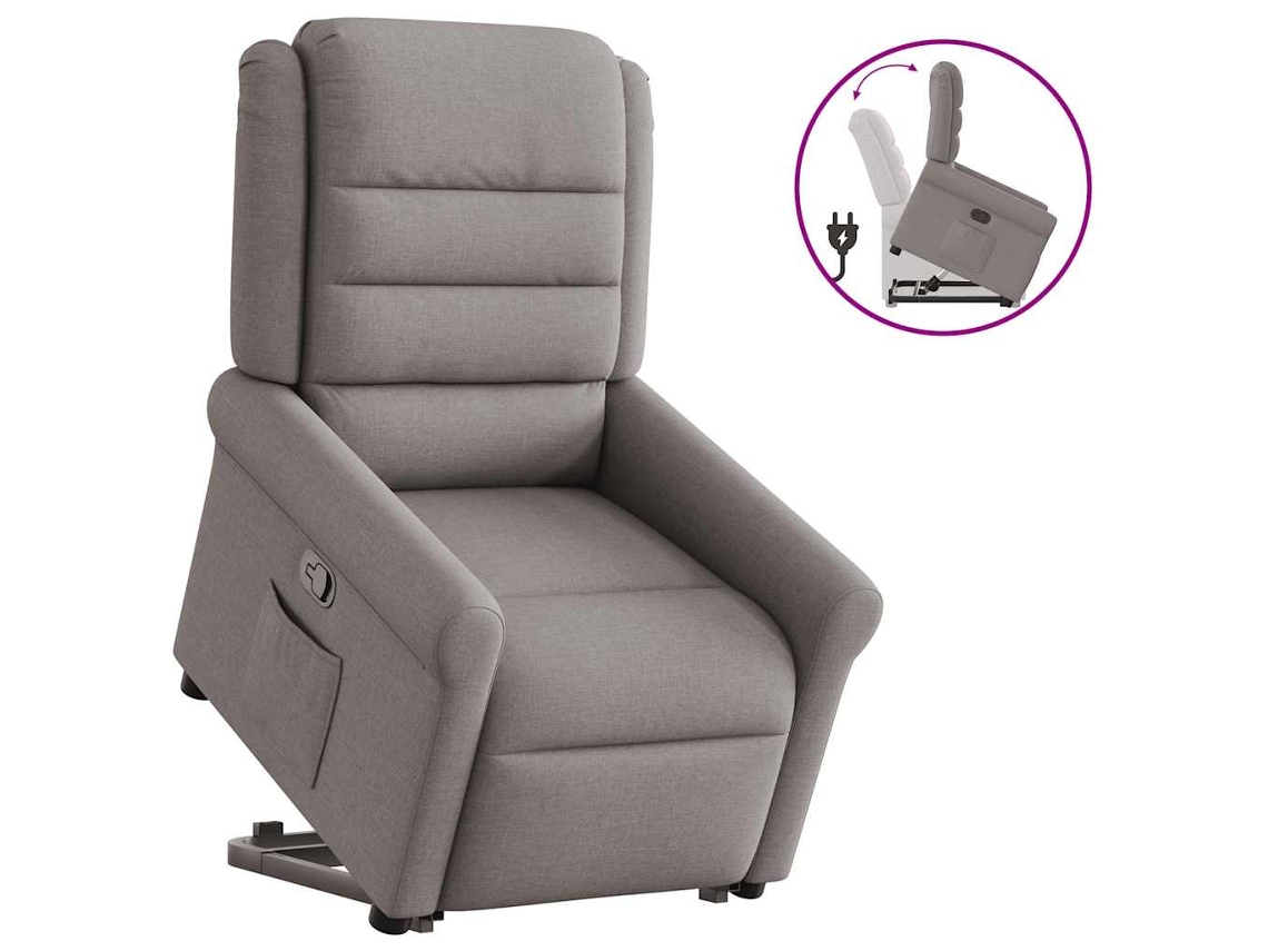 Vidaxl Poltrona Reclinável Elevatória Tecido Cinzento-acastanhado