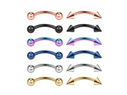 12 Piezas De Acero Inoxidable, Pendientes Curvos Para Cejas, Nariz, Labio, Piercings, Joyería Sencilla Para Piercing Corporal.