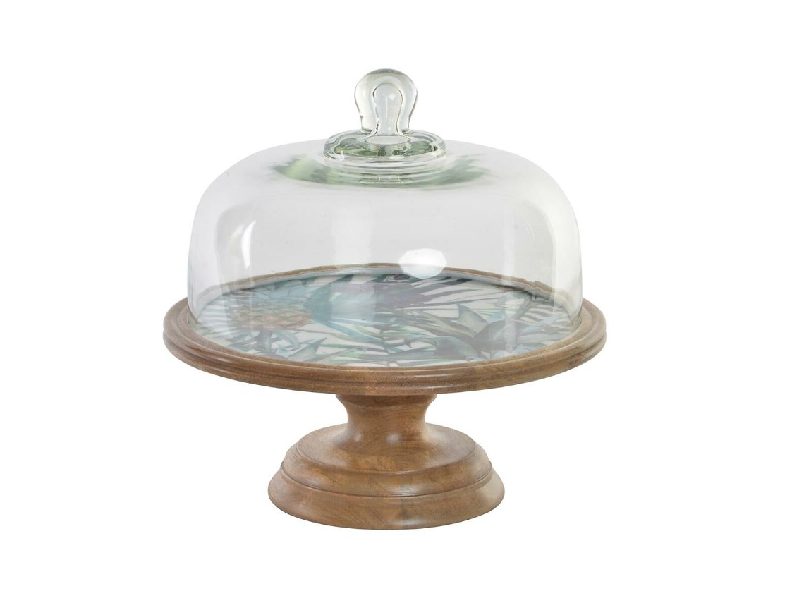 Bandeja de Aperitivos Dkd Home Decor Cristal Natural Multicolor Madeira de Mangueira Moderno 30 X 30 X 33 Cm