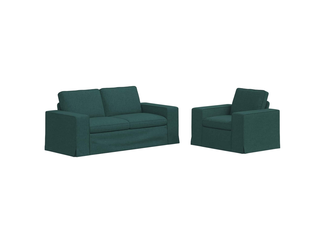 Maison Exclusive - Conjunto De Sofás 2 Unid. Verde Escuro Tecido