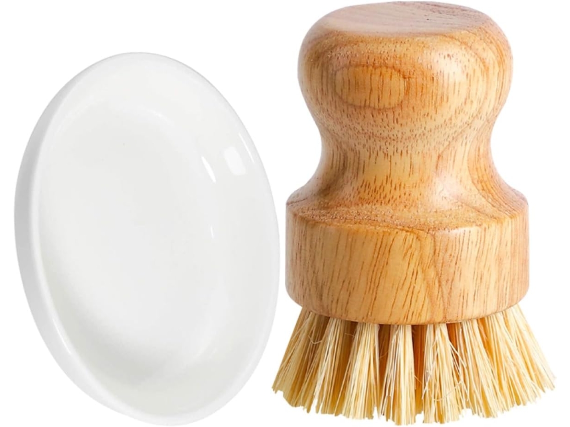 Escova De Limpeza Multifuncional Para Pratos E Panelas, Com Cerdas De Bambu.