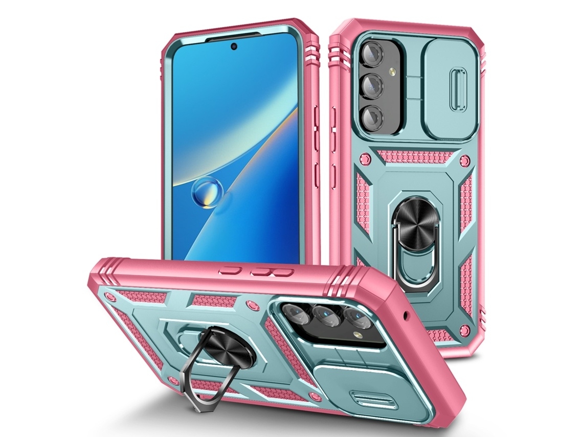 Lurelia Capa Para Samsung Galaxy S21 Fe Verde, Porta-cartões, Anel Suporte, Proteção Da Câmara, Verde / Rosa