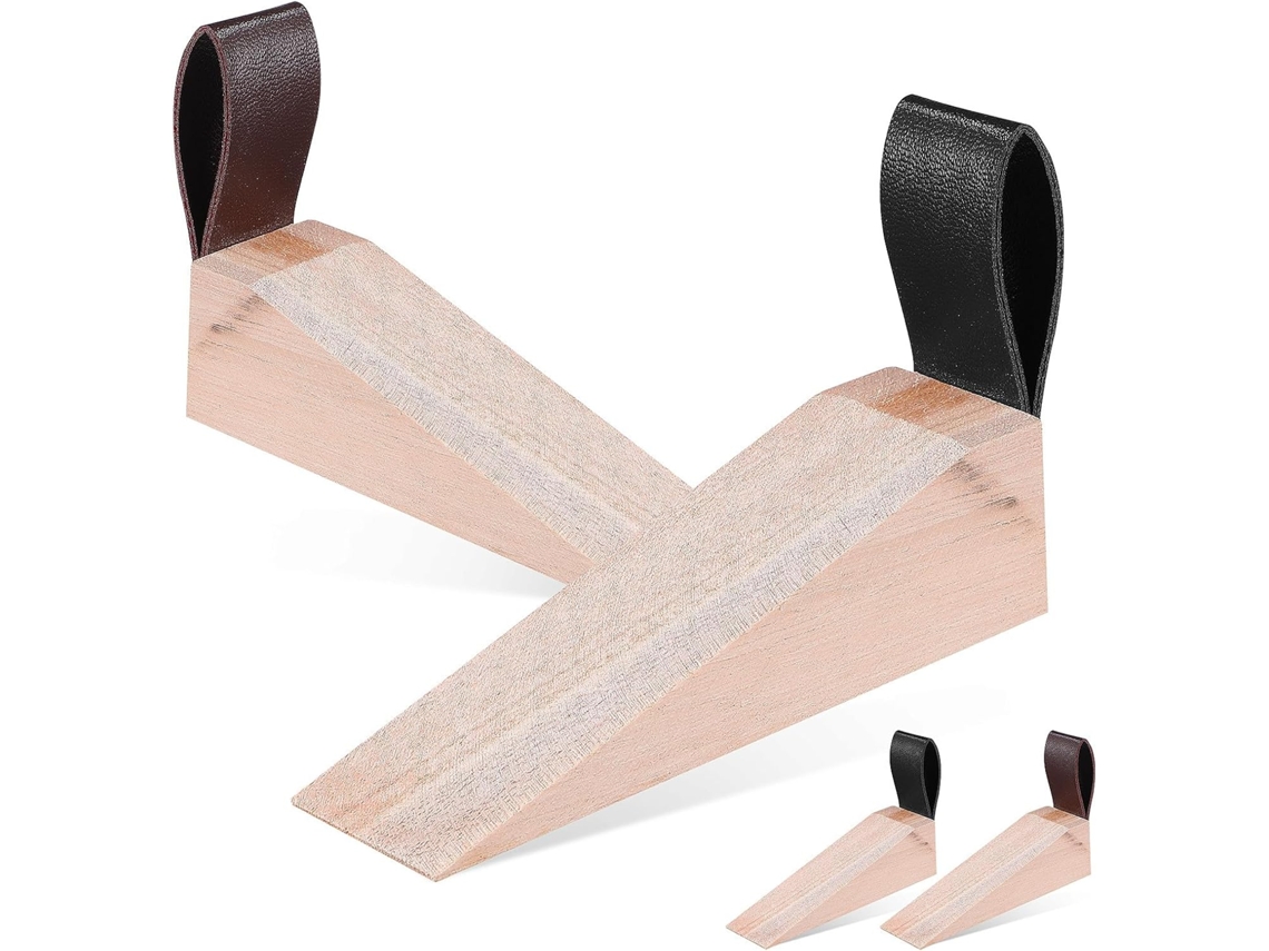 Conjunto De 4 Cunhas Madeira Healeved Para Portas, Com Design Elevado E Almofada Antiderrapante Para Evitar Danos Ao