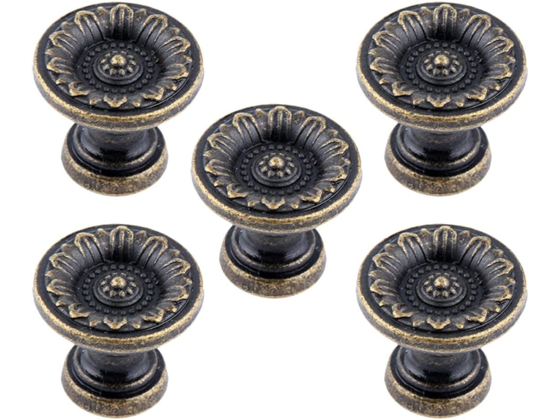 Conjunto De 5 Puxadores Para Móveis Em Liga Zinco Preto Antigo, Ideais Para Portas E Gavetas Fáceis De Instalar Em