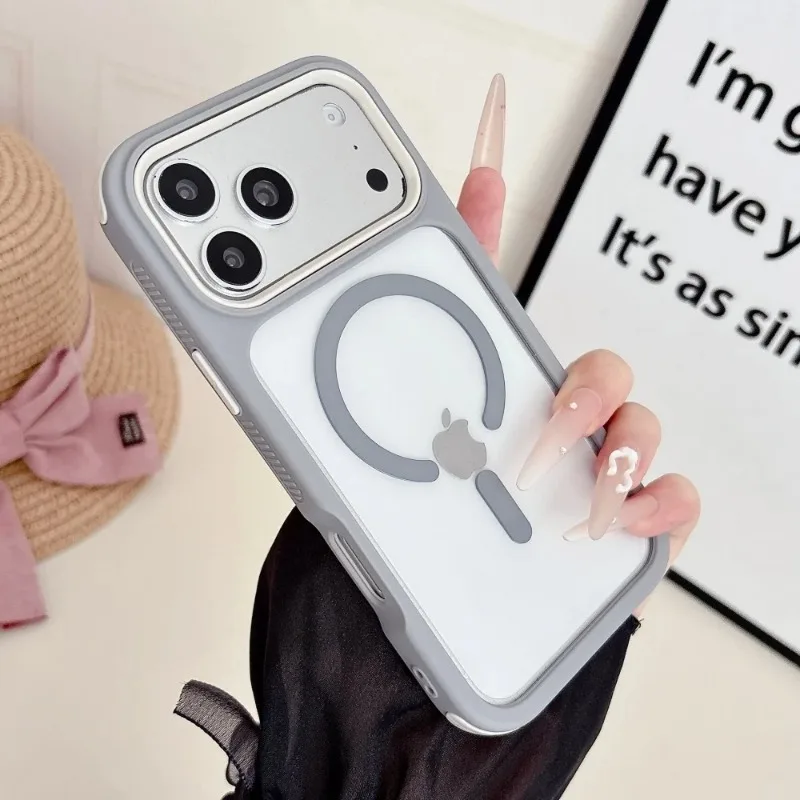 Capa Magnética Transparente Para Iphone 14 (cinza), Material Pc Tpu.