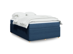 Vidaxl Cama Com Molas/colchão 140x200 Cm Tecido Azul