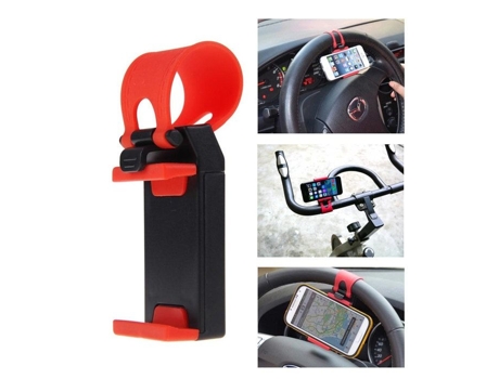 Suporte Carro Smartphone Fixação Volante H De O Silicone Preto