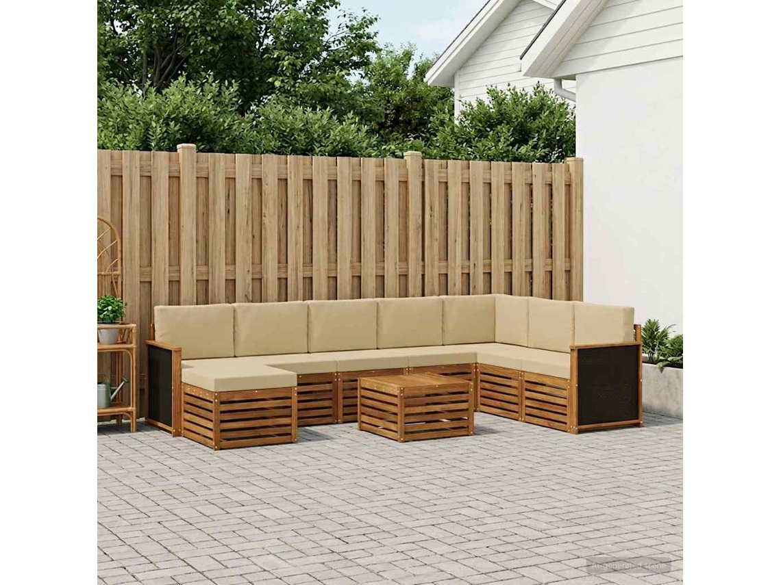 Vidaxl Conjunto De Sofás Para Exterior 7 Unid. Natural