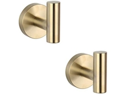 Gancho de banheiro em aço inoxidável 304 com acabamento dourado escovado, para pendurar toalhas e roupas, pacote com 2 unidades.