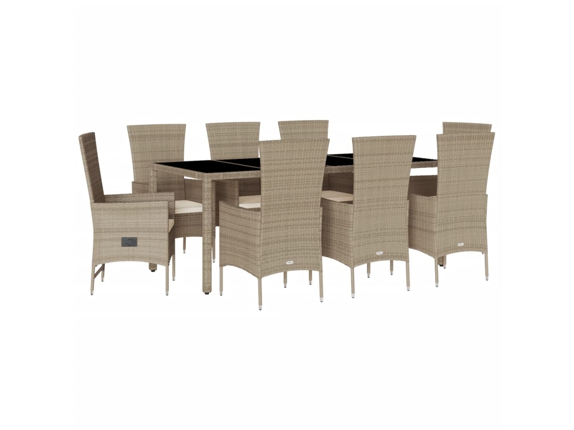 Garden Dining Set, Garden Dining Sets Vidaxl Bege Rattan / Vime (mesa Com 190 Cm De Comprimento)