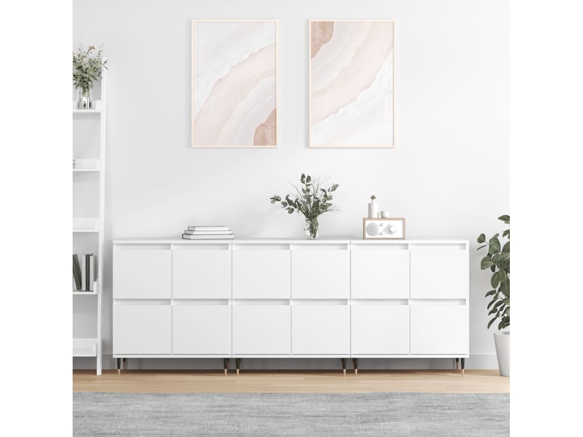 Vidaxl Aparadores 3 Pcs Madeira Processada Branco