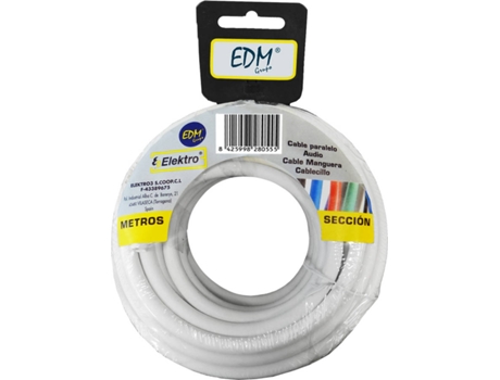 Rolo De Cabo EDM Redondo 3 x 1 mm Branco 20  mts