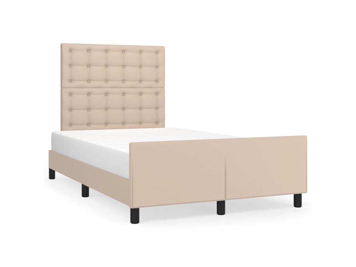 Estrutura de Cama com Cabeceira 120x200 Cm Couro Artificial Cappuccino MAISON EXCLUSIVE