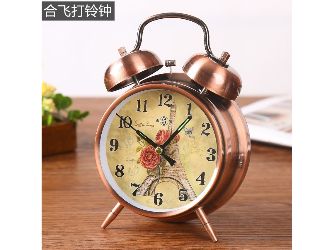 Alarme de Relógio de Secretária Vintage Silencioso com Luz Nocturna Relógio Despertador HHZ