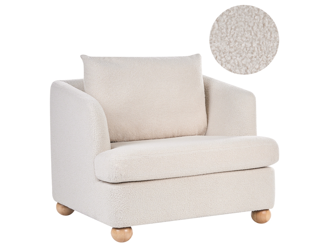 Sillón Beliani Rattvik De Bouclé Blanco 98x82x86