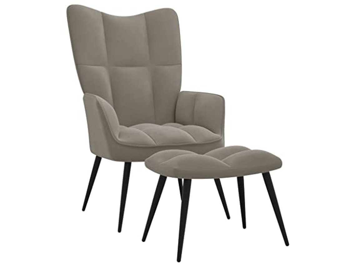 Relaxing Chair With Stool, Relaxing Chairs With Stools Vidaxl Cinzeto Veludo