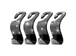 Gancho Para Bolso De Coche Linjou Strass 4 Piezas Colgadores De Asiento Trasero Cristal Para Mujeres Chicas Blanco