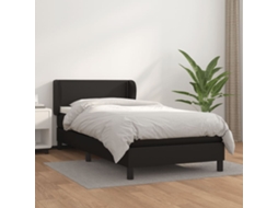 Vidaxl Cama Com Molas/colchão 90x200 Cm Couro Artificial Preto