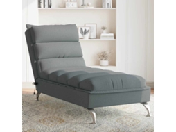 Espreguiçadeira Chaise Lounge de massagem com almofadas tecido cinza escuro